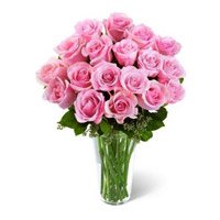 Send Pink Roses in Vase 24 Flowers to Bangalore on Rakhi