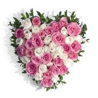Send Flowers to Bengaluru : Pink White Roses Heart