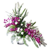 Friendship Day Flowers Delivery to Bengaluru. Send 15 Orchids 15 White Carnation Arrangement Bengaluru
