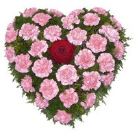 Send 36 Pink Carnation Heart Arrangement Flowers to Bangalore on Friendship Day