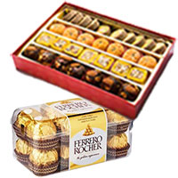 Send 1 Kg Assorted Mithai with 16 pcs Ferrero Rocher Chocolate to Bangalore