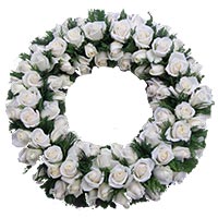 Send White Roses Wreath Flowers to Bangalore