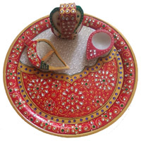 Get Ideas for Diwali Gift in Bengaluru that includes Marble Pooja Thali With Other Items