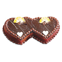 Online Cake Shop in Bangalore to send 2 Kg Double Heart Shape Chocolate Cake