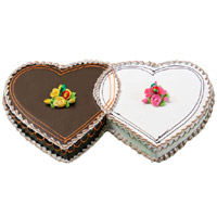 Shop for 3 Kg Double Heart Chocolate Vanilla 2-in-1 Cake in Bengaluru
