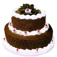 Order 3 Kg 2 Tier Eggless Black Forest Cakes in Bangalore India. New Year Cakes to Bangalore Same Day
