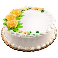 Place Online Order to Send New Year Cakes to Bangalore consisting 1 Kg Eggless Vanilla Cake in Bengaluru From 5 Star Bakery