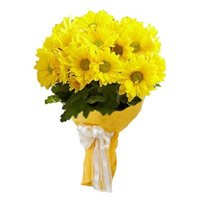 Friendship Day Yellow Gerbera Bouquet 15 Flowers Delivery to Bangalore