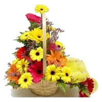 Deliver Mixed Gerbera Basket 12 Flowers Online Bengaluru on Friendship Day