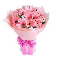 Deliver New Year Flowers in Bengaluru consisting Pink Gerbera Bouquet 12 Flowers in Bangalore