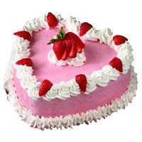 Best Midnight Cake Delivery in Bangalore for 1 Kg Heart Shape Strawberry Cake