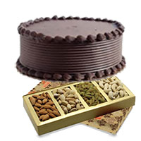 Buy Online 500 gm Chocolate Cake with 500 gm Mixed Dry Fruits to Bangalore along with  Diwali Gifts to Bangalore