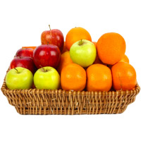 Order online Christmas Gifts to Bangalore containing 3 Kg Fresh Apple and Orange Basket to Bangalore