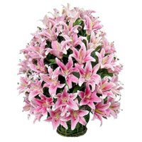 Online Flower Delivery in Bengaluru. Deliver Pink Lily Arrangement 30 Flower Stems on Friendship Day