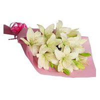 Friendship Day Delivery to Bangalore. Send White Lily Bouquet 6 Stems