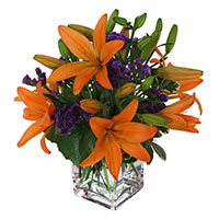 Send Online Orange Lily Vase 4 Flower to Bengaluru on Friendship Day
