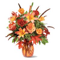 Send 4 Orange Lily 8 Roses Flower Delivery in Bengaluru
