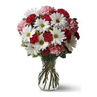 Online Flowers Delivery in Bengaluru. Buy Mix Gerbera Carnation in Vase 24 Flowers on Friendship Day