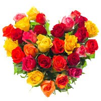 Buy Mixed Roses Heart 30 Flowers in Bangalore consist of Diwali Flowers to Bangalore