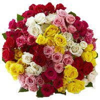 Diwali Flowers to Bangalore comprising with Mixed Rose Bouquet 100 Flowers to Bengaluru