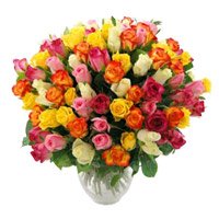 Deliver Mixed Roses Bouquet 50 Flowers to Bangalore Same Day including New Year Flowers in Bengaluru