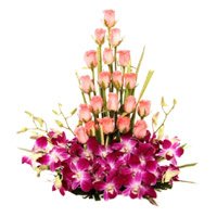 Online Flower Delivery to Bengaluru. Send 5 Orchids 30 Roses Arrangement