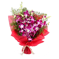 Order Online Purple Orchid Bunch 6 Flowers to Bangalore with Stem