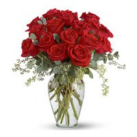 Order Red Roses in Vase 18 Flowers in Bangalore Online on Rakhi