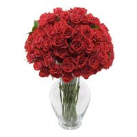 Send Online Rakhi Flower of Red Roses in Vase 36 Flowers to Bangalore