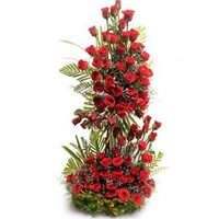 Red Roses Tall Arrangement of 200 New Year Flowers in Bangalore
