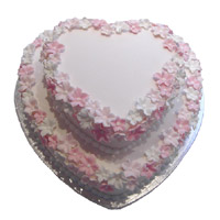Send 3 Kg Two Tier Heart Shape Strawberry Cake to Bangalore Same Day Delivery